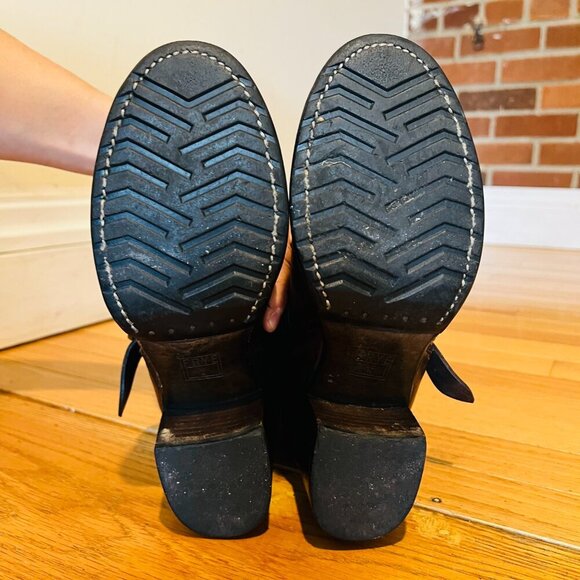 Frye Vera Short Engineer Motorcycle Belted Brown Leather Boots - Size 5.5 - Picture 10 of 16